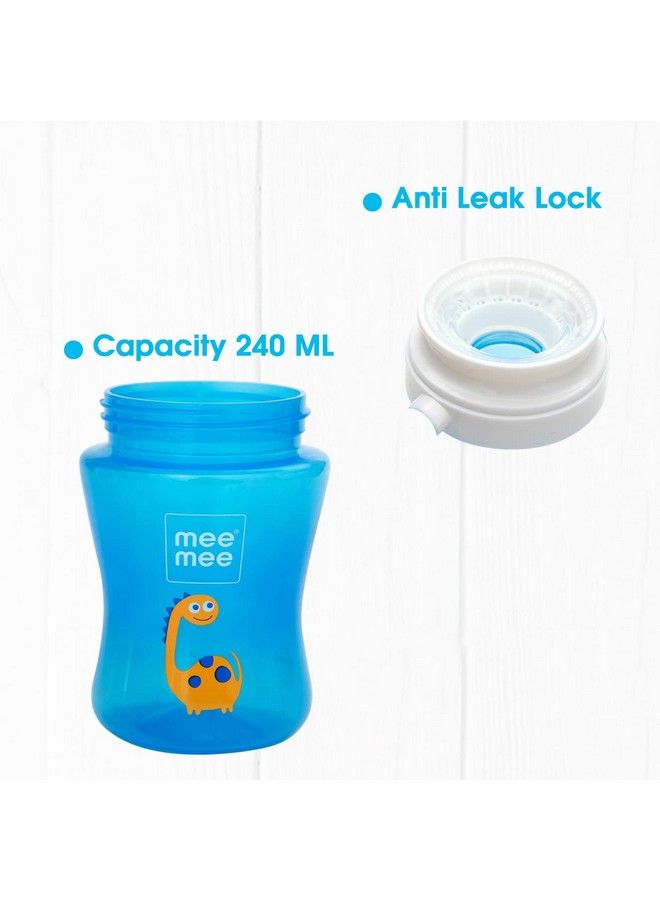 Bpa Free 2 In 1 Convertible Sipper Cup With Soft Spout & Straw Anti Leak Detachable Handle For Babies;Toddlers;Kids 240 Ml Blue (Plastic)