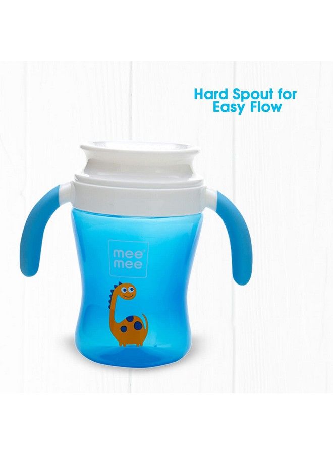 Bpa Free 2 In 1 Convertible Sipper Cup With Soft Spout & Straw Anti Leak Detachable Handle For Babies;Toddlers;Kids 240 Ml Blue (Plastic)