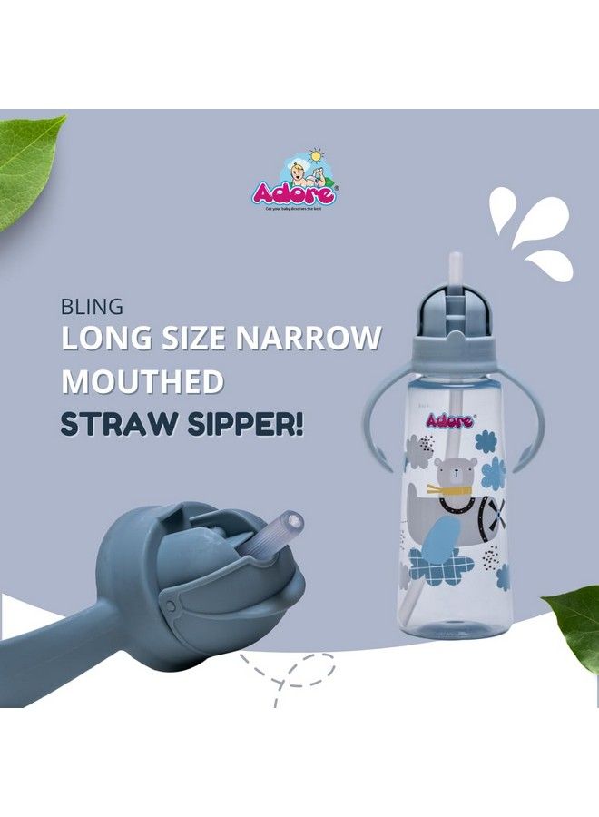 Bling Straw Sipper With Handle 270Ml (Blue)
