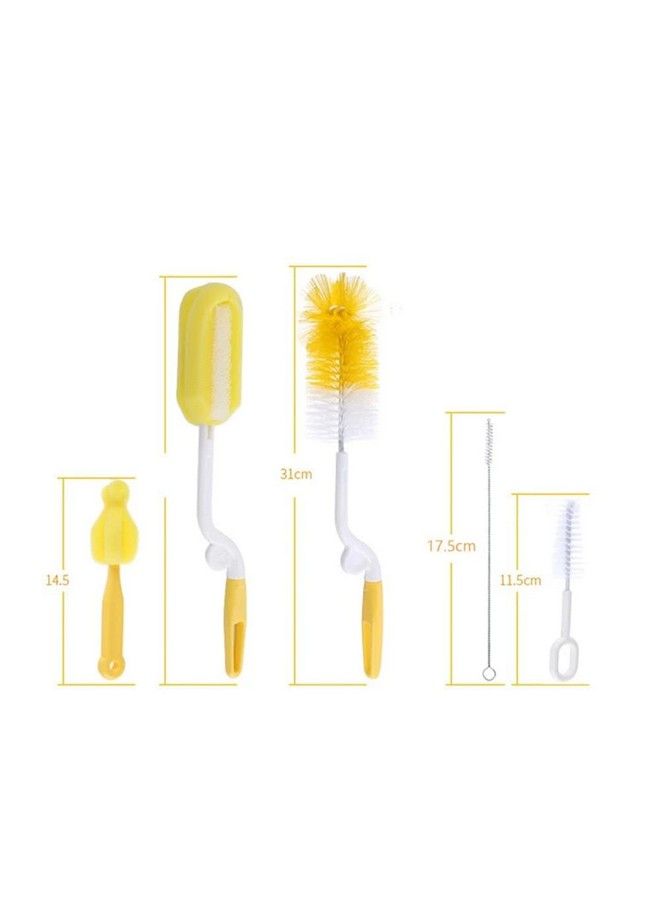 5 Pcs Baby Milk Bottle Nipple Straw Brush Sponge Nylon Cleaning Brush Cleaner Bottle Set (Assorted Random Color 5 Pcs)(Cleaning Brush Kit) (5 In 1 Kit)