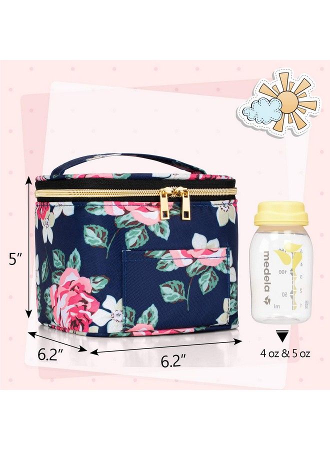 Breastmilk Cooler Bag Baby Bottles Bag For Up To 4 Large 5 Ounce Bottles Without Nipple Perfect For Working Mom Mother (Bag Only) Peony