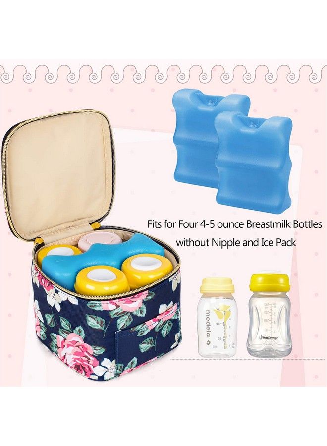 Breastmilk Cooler Bag Baby Bottles Bag For Up To 4 Large 5 Ounce Bottles Without Nipple Perfect For Working Mom Mother (Bag Only) Peony