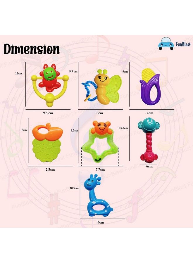 Rattles And Teether For Babies Colorful Silicon Non Toxic Bpa Free For Babies Toddlers Infants & Children (Multicolor)