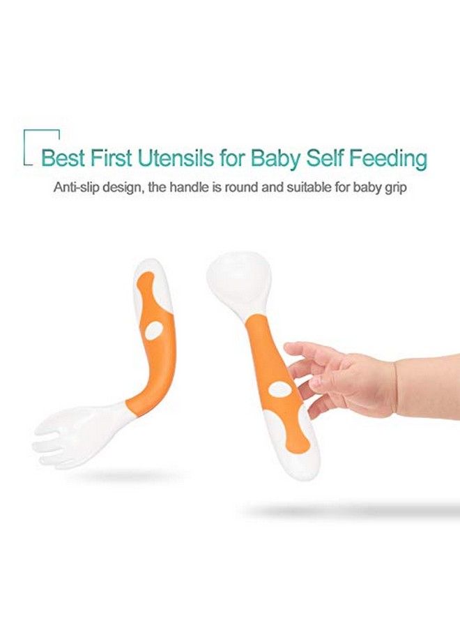 Baby Utensils Spoons With Travel Safe Case Toddlers Feeding Training Spoon With Easy Grip And Bendable Function Perfect Self Feeding Learning Spoons…