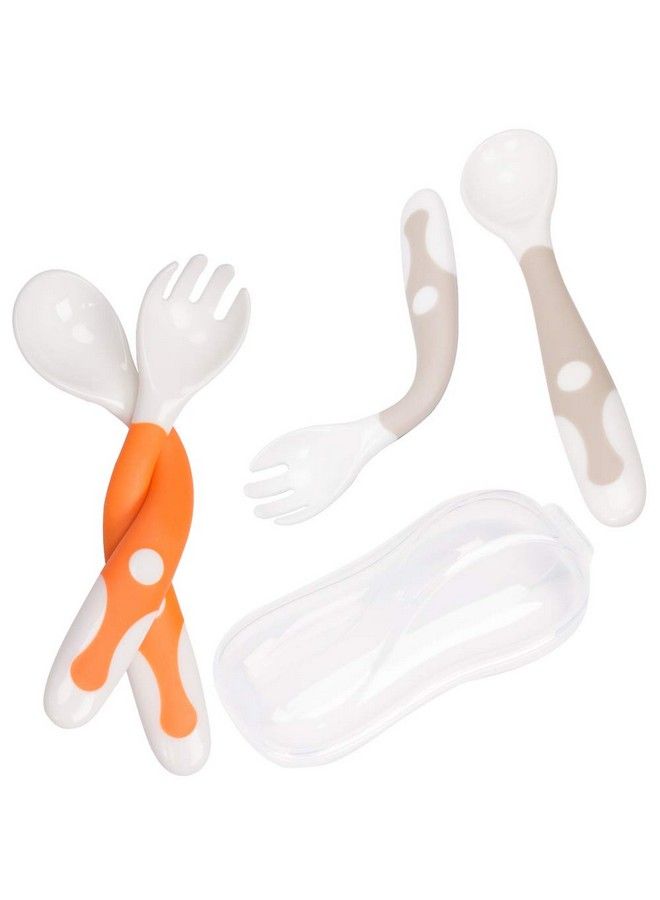 Baby Utensils Spoons With Travel Safe Case Toddlers Feeding Training Spoon With Easy Grip And Bendable Function Perfect Self Feeding Learning Spoons…