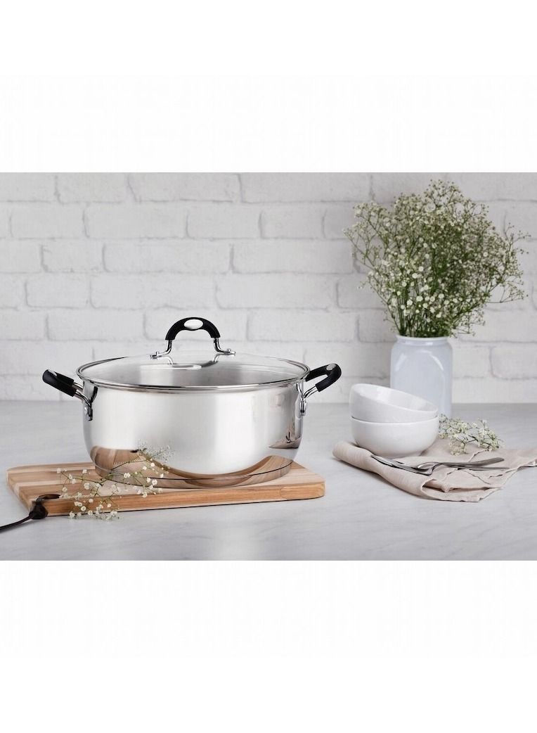 Since 1911,Made in Brazil- Solar Silicon 30cm 8.9L Stainless Steel Shallow Casserole with Tri-ply Bottom