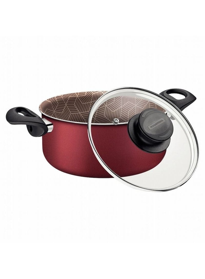 Since 1911,Made in Brazil- Paris 28cm Red Aluminum Casserole with Interior and Exterior Starflon Max Red PFOA Free Nonstick Coating