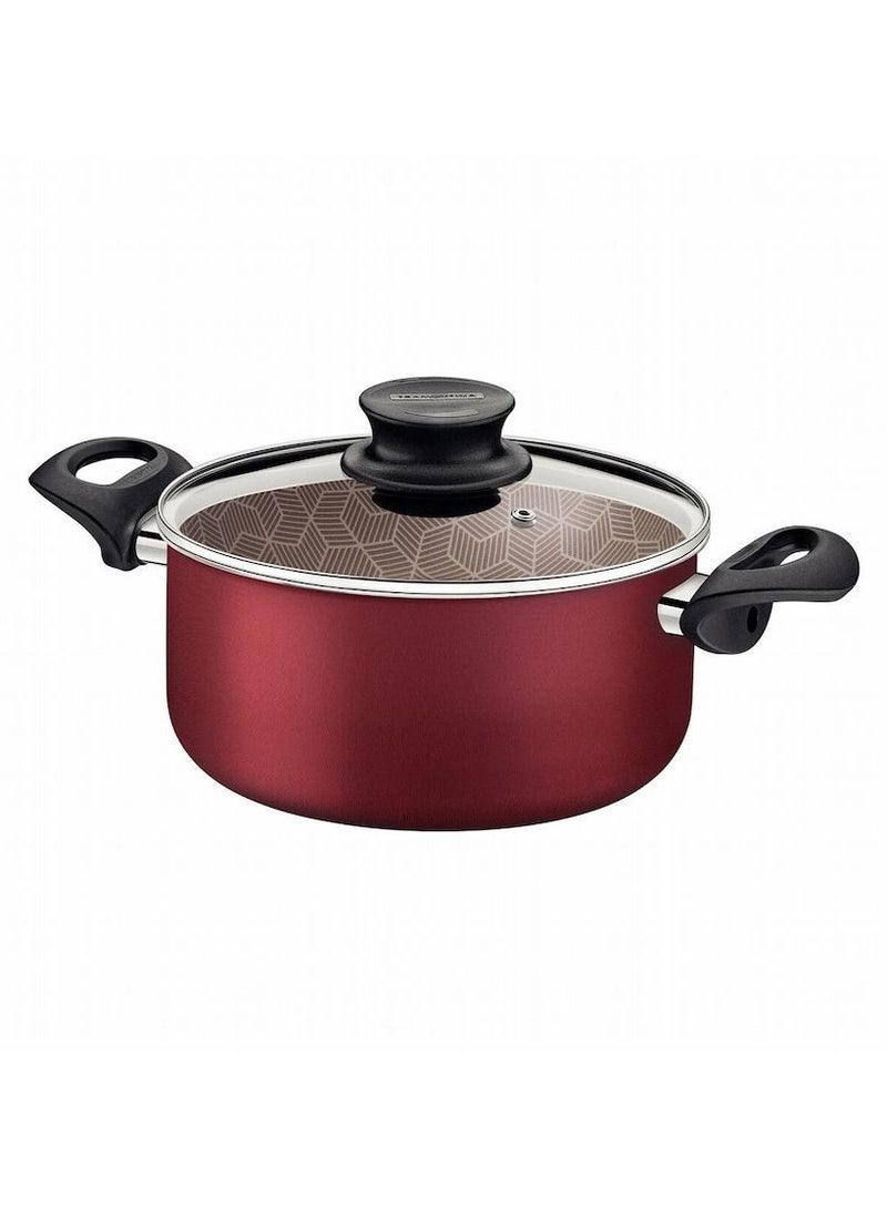 Since 1911,Made in Brazil- Paris 28cm Red Aluminum Casserole with Interior and Exterior Starflon Max Red PFOA Free Nonstick Coating