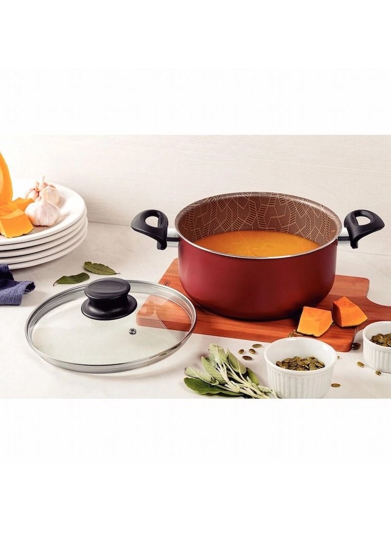 Since 1911,Made in Brazil- Paris 28cm Red Aluminum Casserole with Interior and Exterior Starflon Max Red PFOA Free Nonstick Coating