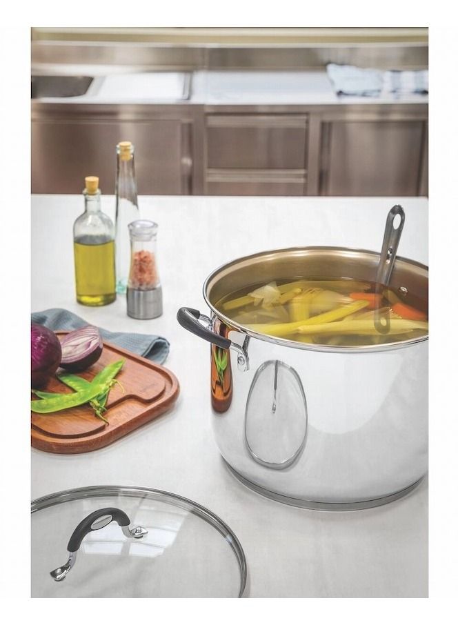 Since 1911,Made in Brazil- Solar Silicon 30cm 15.4L Stainless Steel Stock Pot with Tri-ply Bottom,