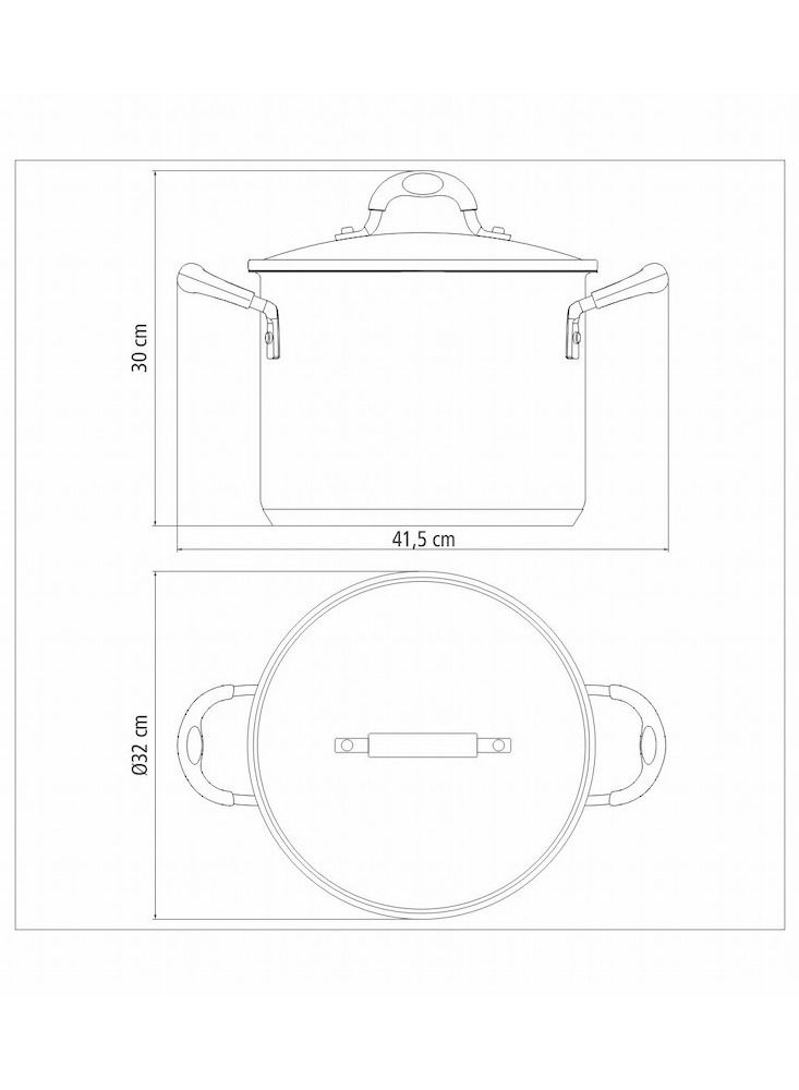 Since 1911,Made in Brazil- Solar Silicon 30cm 15.4L Stainless Steel Stock Pot with Tri-ply Bottom,