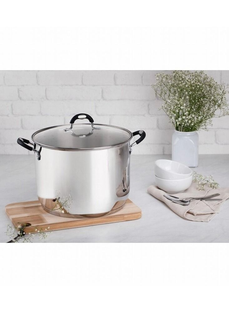 Since 1911,Made in Brazil- Solar Silicon 30cm 15.4L Stainless Steel Stock Pot with Tri-ply Bottom,