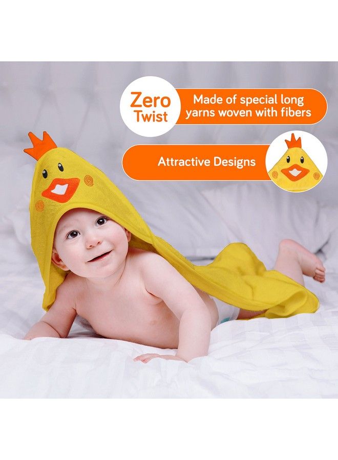 Hooded Baby Bath Towel For New Born Super Soft Made With Super Soft And Highly Absorbent 100% Zero Twist Cotton Can Be Used For Baby Swaddling (Yellow Chicken)