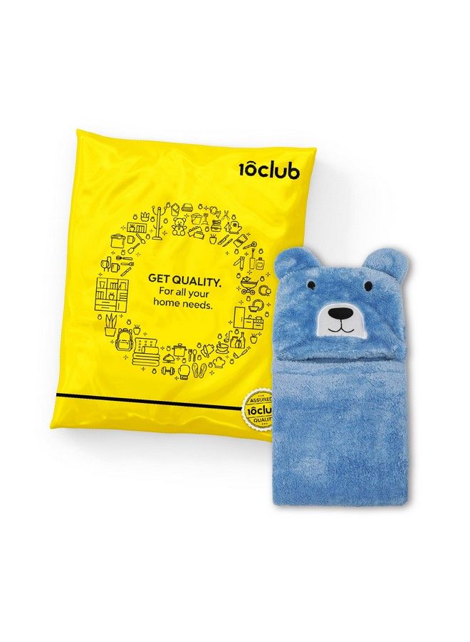 By 10Club 3 In 1 Hooded Baby Blanket Wrapper Pack Of 2 (Tiger Yellow And Blue Bear) ; Unisex All Season Soft Swaddle ; Nursing Gift ; Multipurpose Blanket ; Travel Friendly Quilts