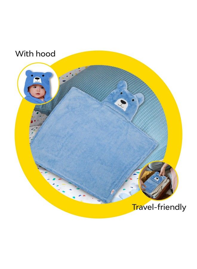 By 10Club 3 In 1 Hooded Baby Blanket Wrapper Pack Of 2 (Tiger Yellow And Blue Bear) ; Unisex All Season Soft Swaddle ; Nursing Gift ; Multipurpose Blanket ; Travel Friendly Quilts