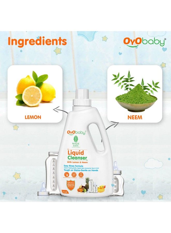 Anti Bacterial Baby Liquid Cleanser ; Kills 99.9% Germs ;Food Grade Cleanser ; Baby Bottles Cleanser ; Nipple Cleanser ; Baby Toys Cleanger ; Accessories And Vegetables Wash 1 Litter