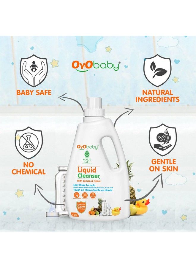 Anti Bacterial Baby Liquid Cleanser ; Kills 99.9% Germs ;Food Grade Cleanser ; Baby Bottles Cleanser ; Nipple Cleanser ; Baby Toys Cleanger ; Accessories And Vegetables Wash 1 Litter