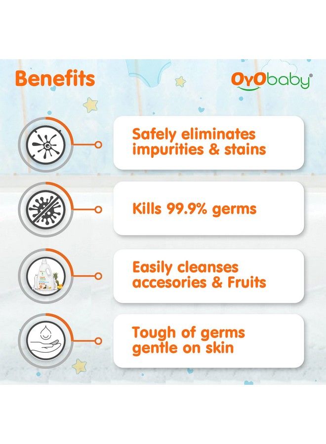 Anti Bacterial Baby Liquid Cleanser ; Kills 99.9% Germs ;Food Grade Cleanser ; Baby Bottles Cleanser ; Nipple Cleanser ; Baby Toys Cleanger ; Accessories And Vegetables Wash 1 Litter