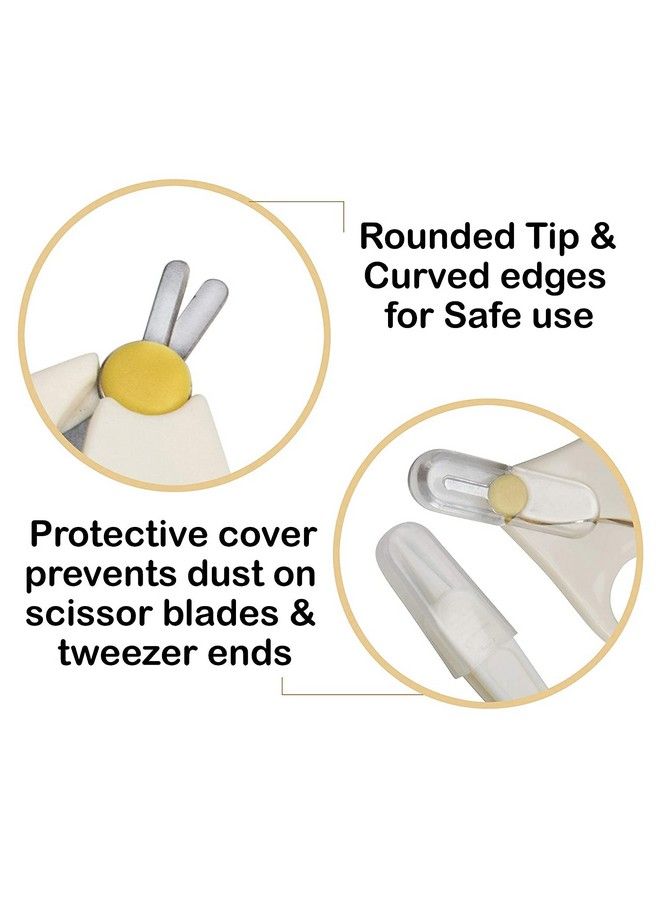 Baby 4Pcs Nail Grooming Set And Elegant Baby Comb & Brush Set With Soft Bristles Grooming Set 0M+White