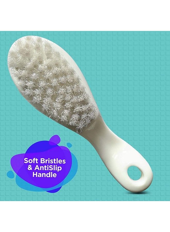 Baby 4Pcs Nail Grooming Set And Elegant Baby Comb & Brush Set With Soft Bristles Grooming Set 0M+White