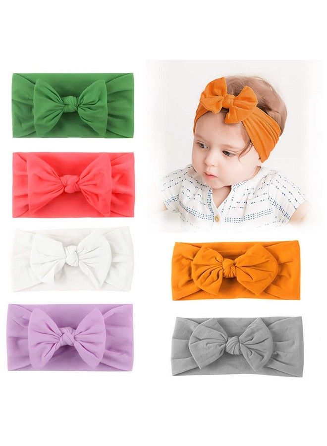 6 Piece Baby Nylon Headbandsturban Knotted Girls Hairband Super Soft And Stretchy Hair Wrap For Newborn Toddle Childrens Girls 123456 Year Old