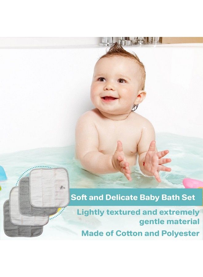 Baby Cotton Terry Hooded Towel & Washcloth Bath Shower Set For Newborns And Infants Gray Lion