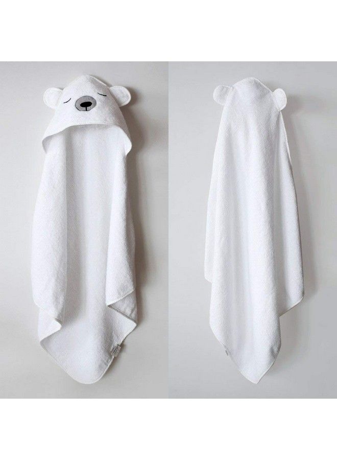 Organic Cotton Hodded Towel For 0 To 18 Months Baby Pack Of 1 Polar Bear White