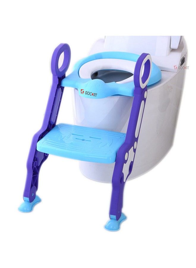 Baby Potty Training Toilet Seat Potty Chair With Adjustable Step Stool Ladder For Boys Girls Kids (Purple)