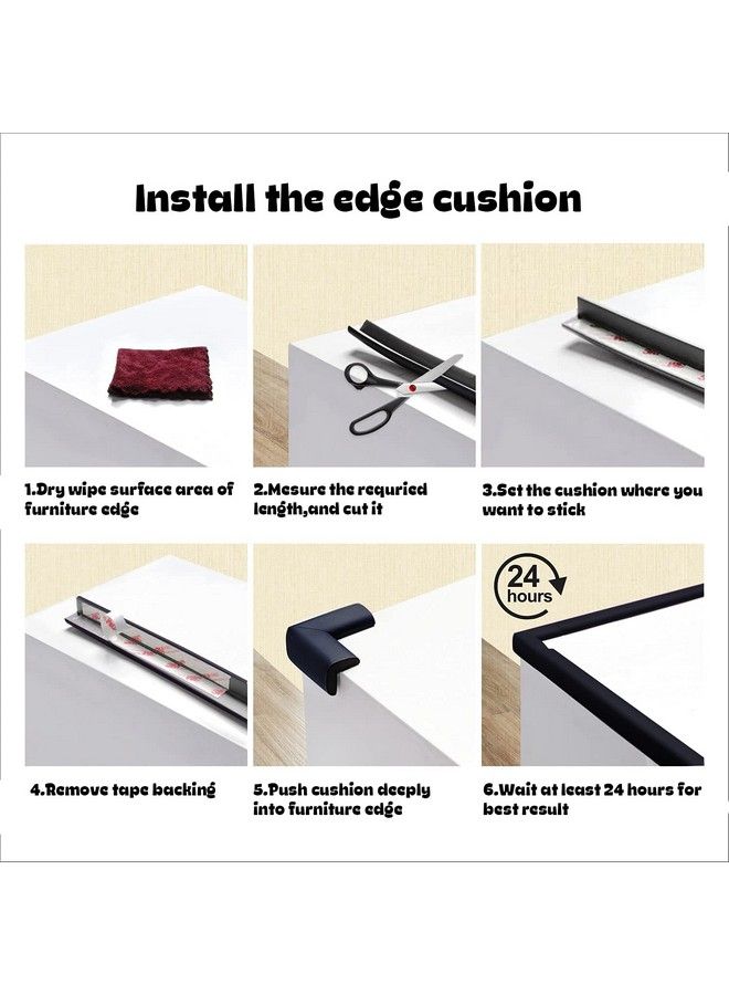 Baby Proofing Edge & Corner Guards ; Safe Edge & Corner Cushion ; Extra Long 16.7Ft Edge + 8 Pre Taped Corner Protectors ; Child Safety Furniture Cushions (Black)