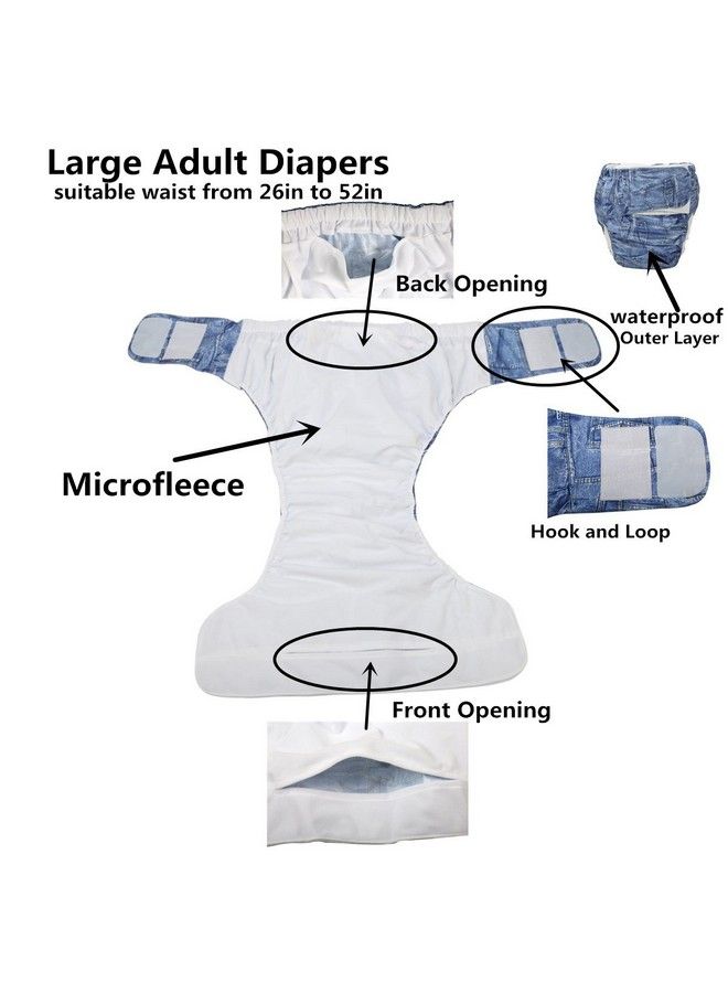 Large Teen Adult Cloth Diaper Nappy Reusable Washable For Disability Incontinence With Hook And Loop For Women (Purple (Large 26In To 50In))