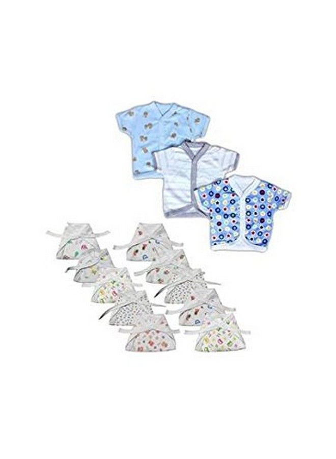 New Born Baby Combo Of 2 Items Baby White Hosiery Nappies Pack Of 10 Pcs And Baby Half Sleves Shirt Pack Of 3 Pcs (Assorted) (0 3 Month)