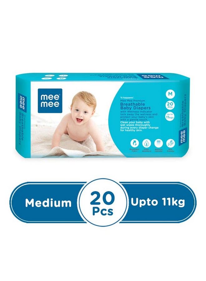 Premium Breathable Baby Diapers (Medium 20 Pieces)