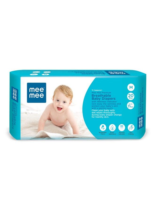 Premium Breathable Baby Diapers (Medium 20 Pieces)