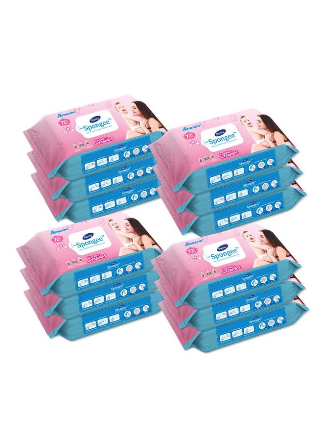 Spongee Baby Wet Wipes 150 X 200 Mm 72 Wipes;Pack (White 864 Wipes) Pack Of 12