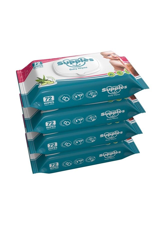 Baby Wet Wipes With Lid Enriched With Aloe Vera 72 Wipes;Pack (Pack Of 4)