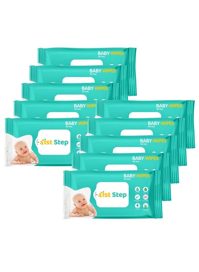 Baby Wet Wipes Enriched With Aloe Vera And Jojoba Oil (80Pcs Pack Of 10)