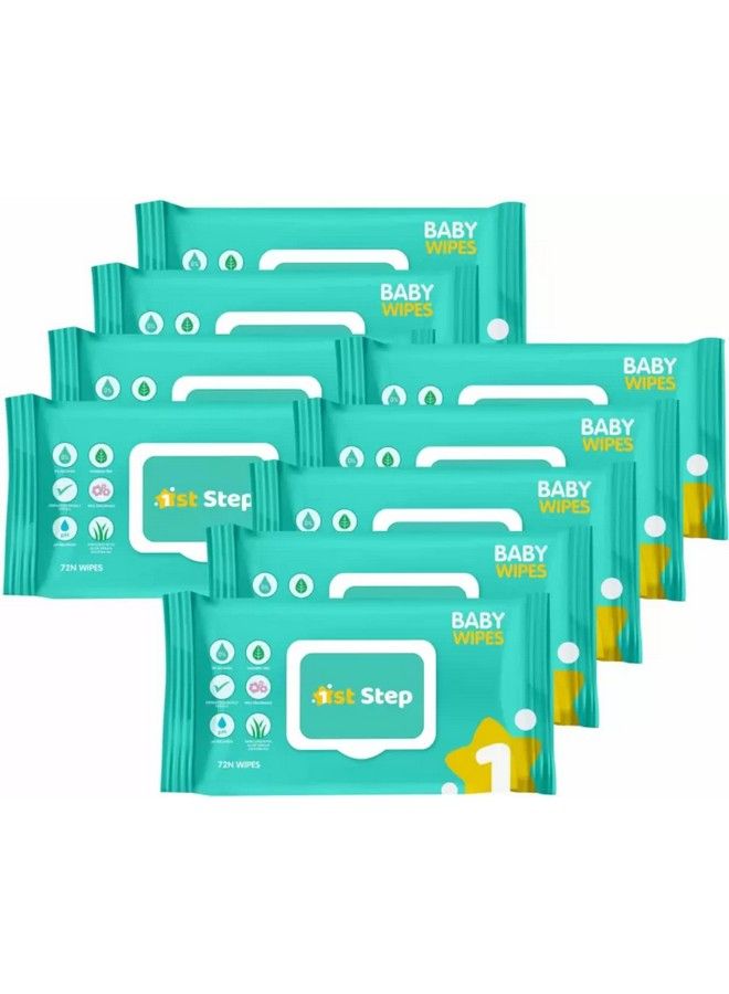 Baby Wet Wipes With Lid Enriched And Aloe Vera And Jojoba Oil (72 Wipes;Pack X 9Packs = 648 Wipes)