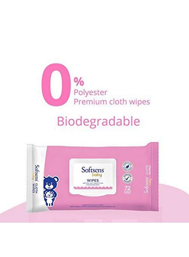 Baby Gentle Cloth Wipes For Baby Skin Enriched With Aloe Vera & Vitamin E I Dermatologically Tested & Parben Free With Lid 72 Wipes (Pack Of 3)