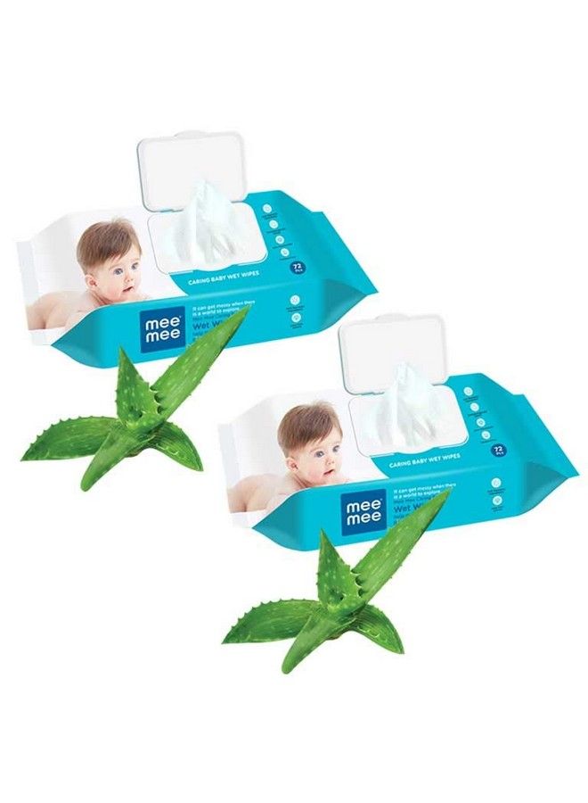 Caring Baby Wet Wipes With Lid (Aloe Vera72 Pcs) (Pack Of 2)