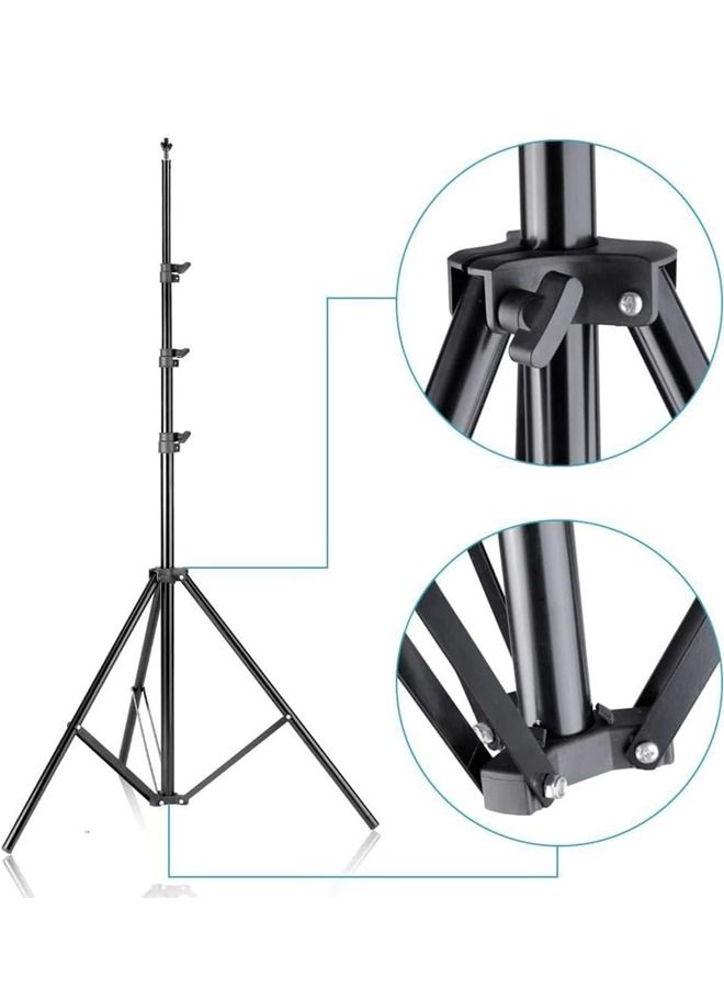 Padom 10 x 10Ft Photo Video Studio Heavy Duty Adjustable Muslin Backdrop Stand Background Support System Kit for Photography with Carrying Bag，4 Pcs Spring Clamps (3M*3M)