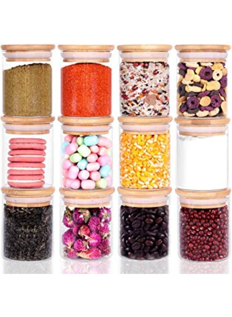 Set of 12 Glass Food Jars with Airtight