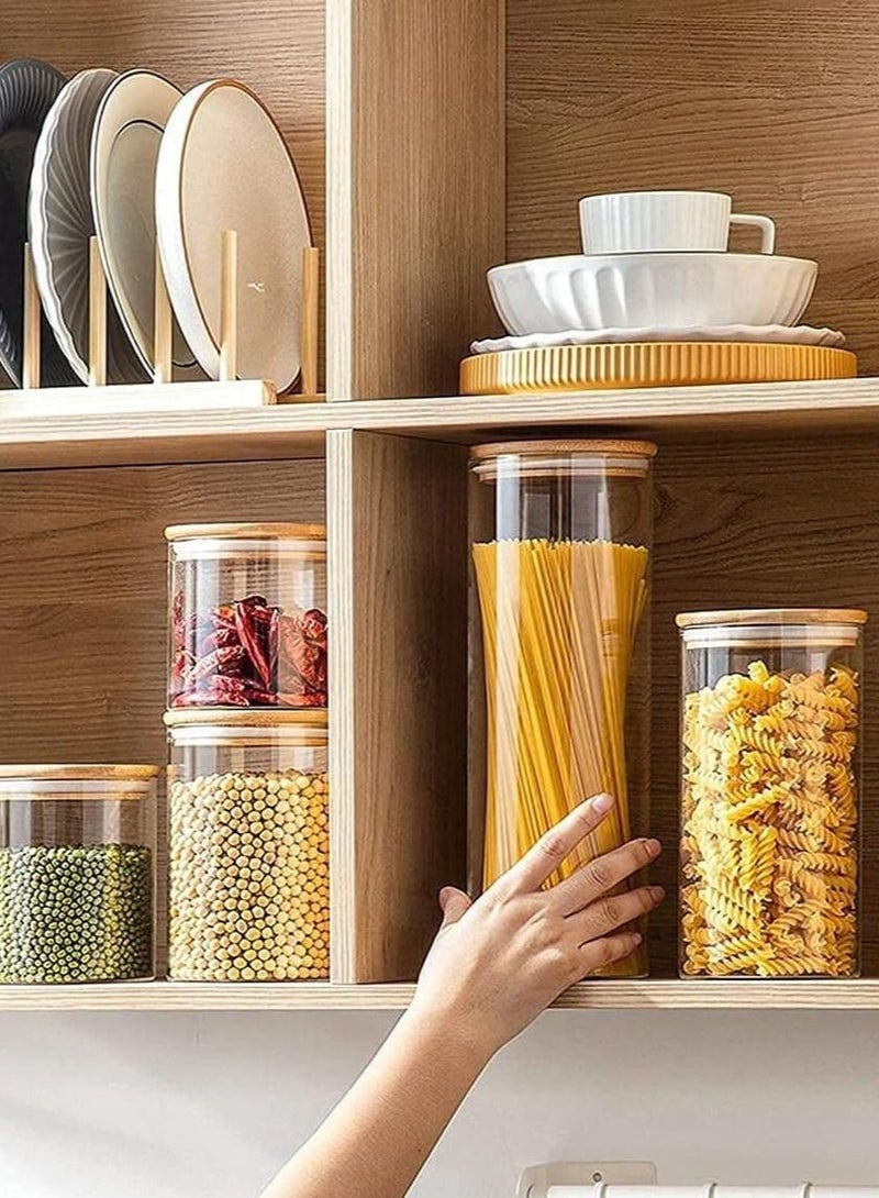 4 piece Glass Storage Jar with Bamboo Lids,Glass Airtight Canisters sets,Spice Jar, Pantry Organization and Storage Containers Ideal for Sugar, Coffee, Cookie, Candy,Cereals (1400ml/49.3 oz)
