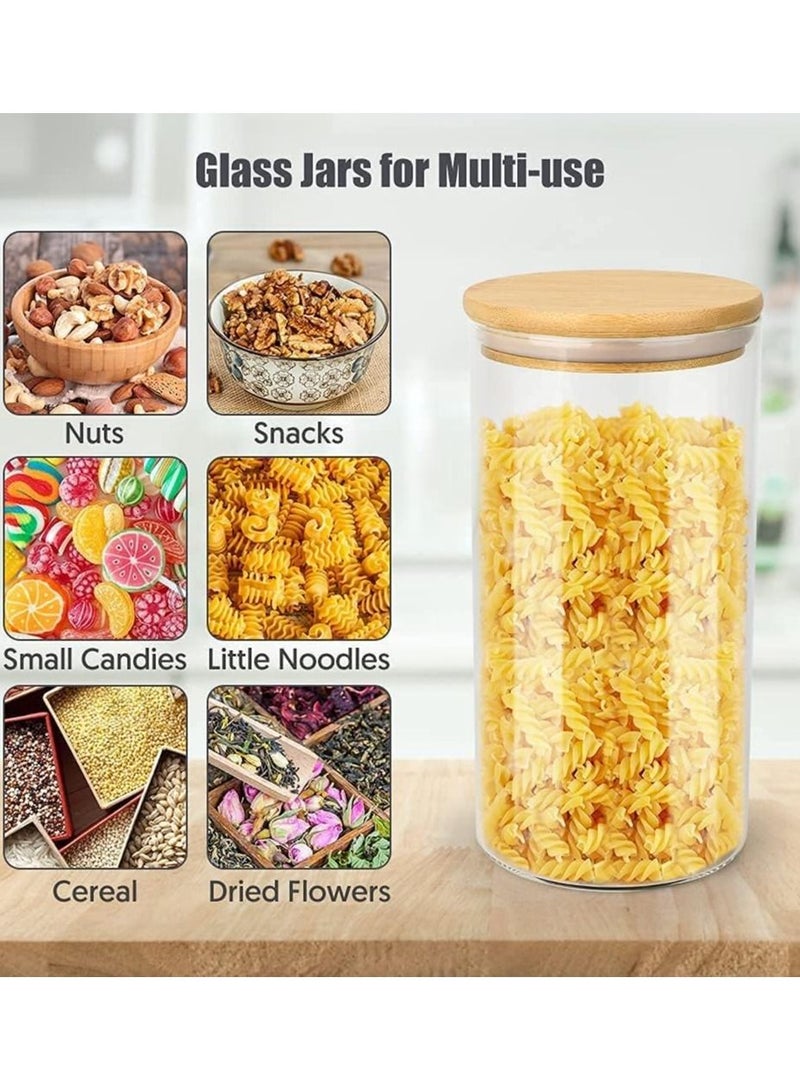 4 piece Glass Storage Jar with Bamboo Lids,Glass Airtight Canisters sets,Spice Jar, Pantry Organization and Storage Containers Ideal for Sugar, Coffee, Cookie, Candy,Cereals (1400ml/49.3 oz)