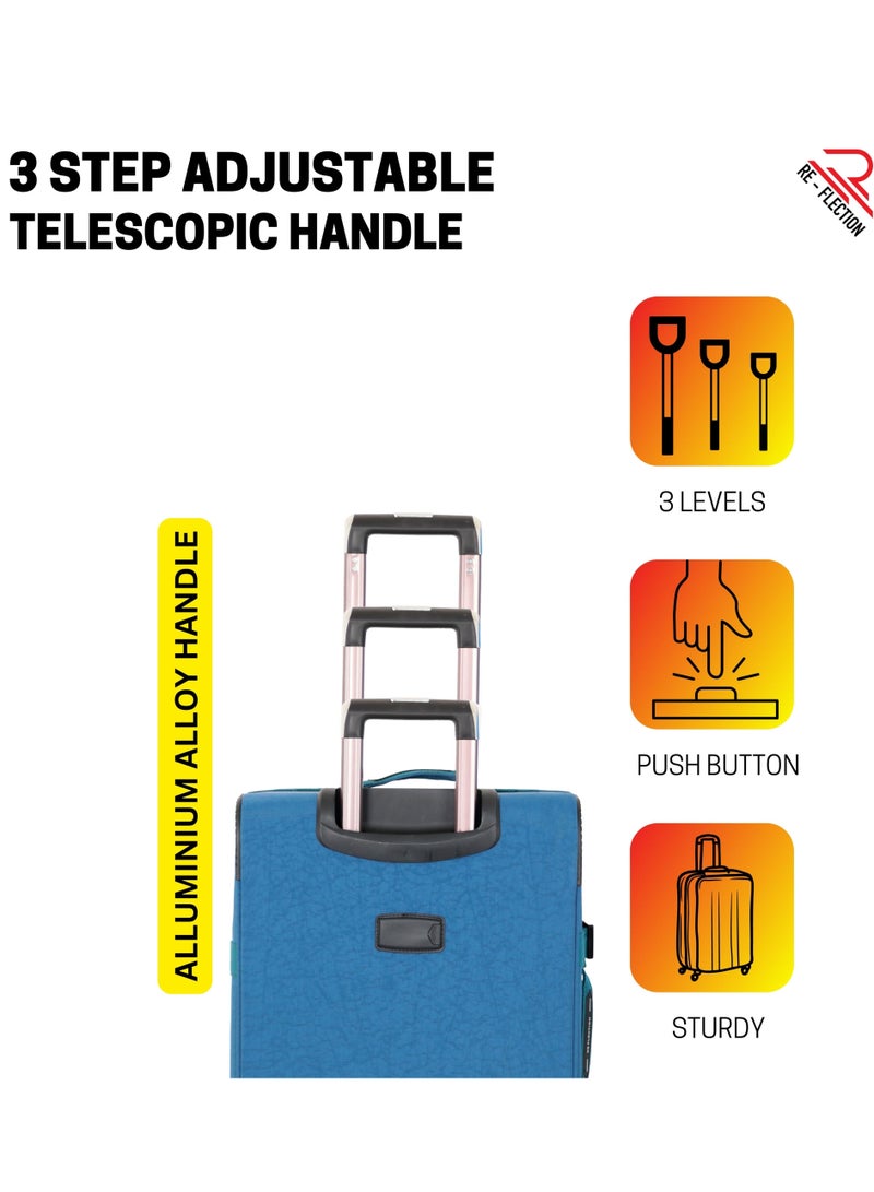 Reflection 24 Inch Crinkle Carry-on Suitcase Lightweight Vertical Series Travel Soft Luggage Trolley with 84L Storage Capacity and 4 Spinner Wheels Blue