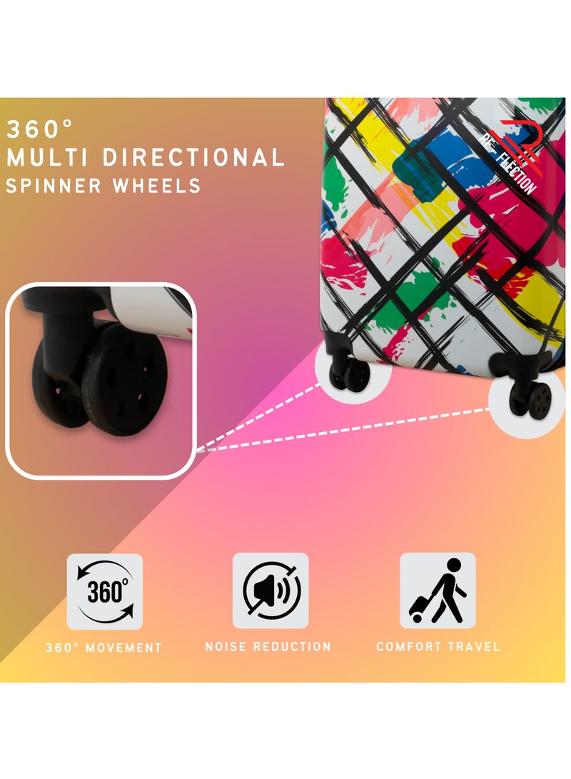Reflection 24 Inch ABS and Polycarbonate Suitcase Lightweight Hardside Abstract Print Series Travel Luggage Trolley with 84L Storage Capacity 4 Spinner Wheels and TSA Lock Multicolor