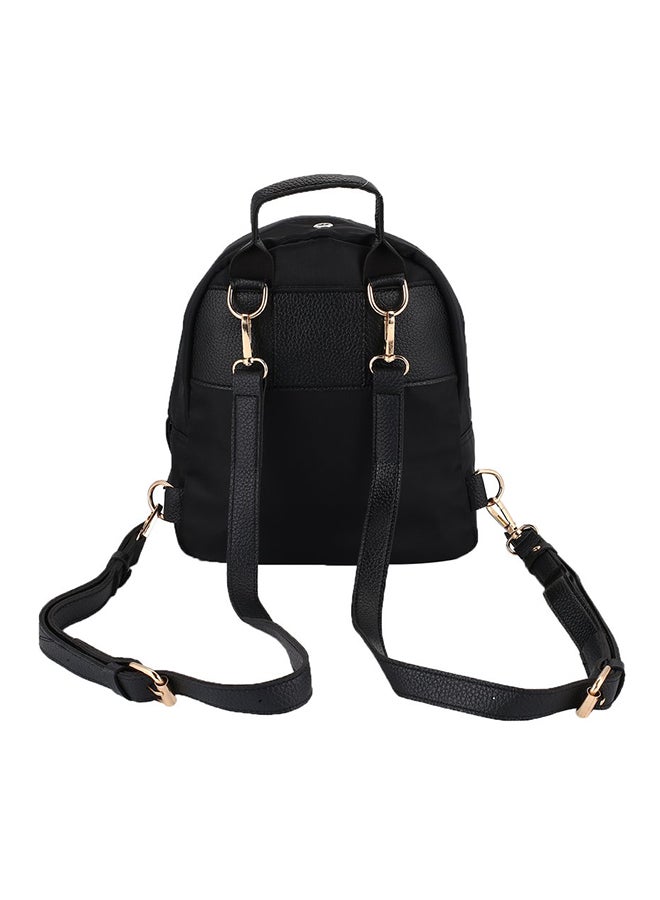 Adjustable Strap Solid Backpack Black