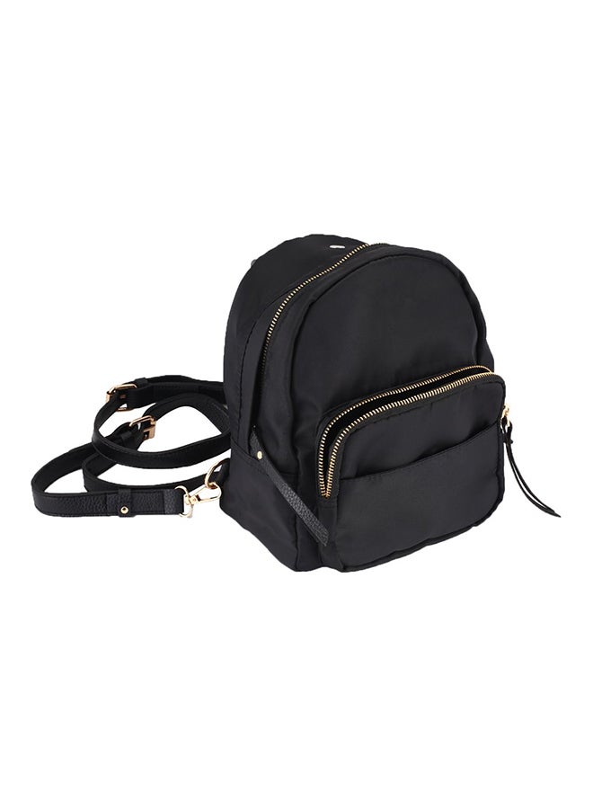 Adjustable Strap Solid Backpack Black