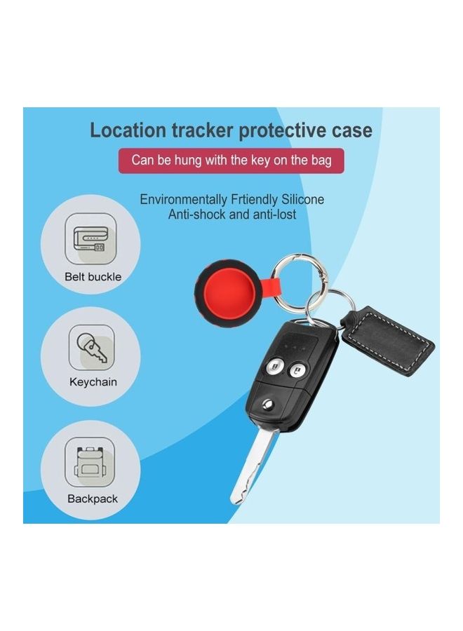 Dot Anti-Scratch Shockproof Silicone Protective Cover Case with Keychain Hook Loop For Apple AirTag Yellow/Black