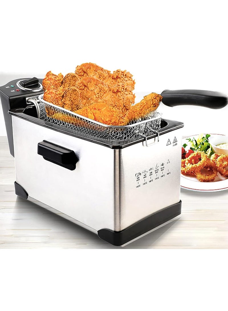 DEEP FRYER Stainless Steel 3.0 Ltr Capacity Adjustable Temperature Control Stainless Steel Removable Oil Container