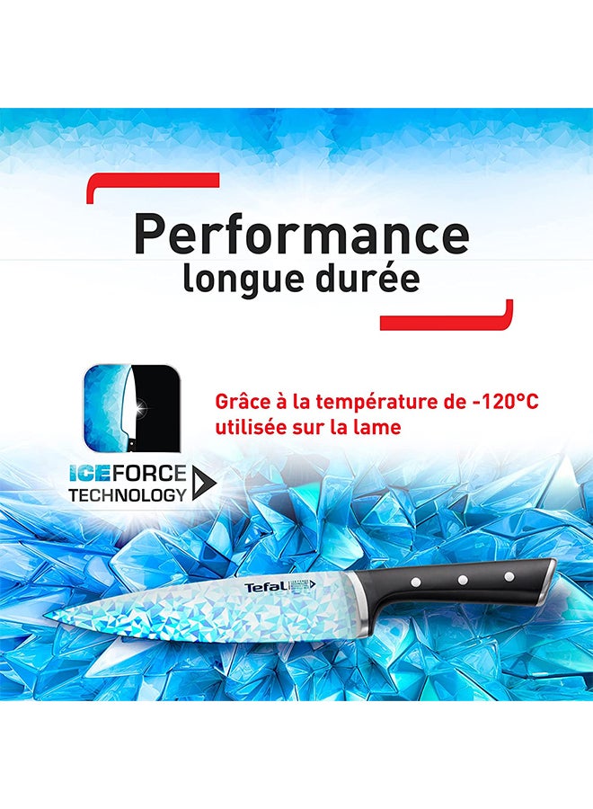 TEFAL Ice Force Santoku Knife | 18 Cm | Kitchen Knife | German Stainless Steel Blade | Long-Lasting Cutting Performance and Sharpness | Dishwasher safe | Silver/Black | K2320614 Black 18cm